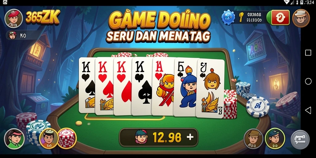 Gameplay utama 365ZK menampilkan aksi seru permainan Domino.
