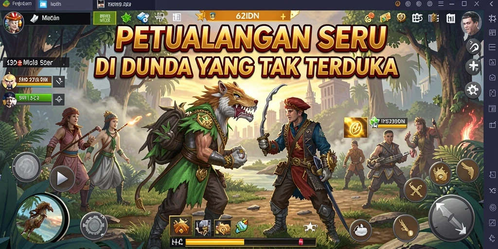 Screenshot gameplay 62IDN menunjukkan aksi petualangan mendebarkan.