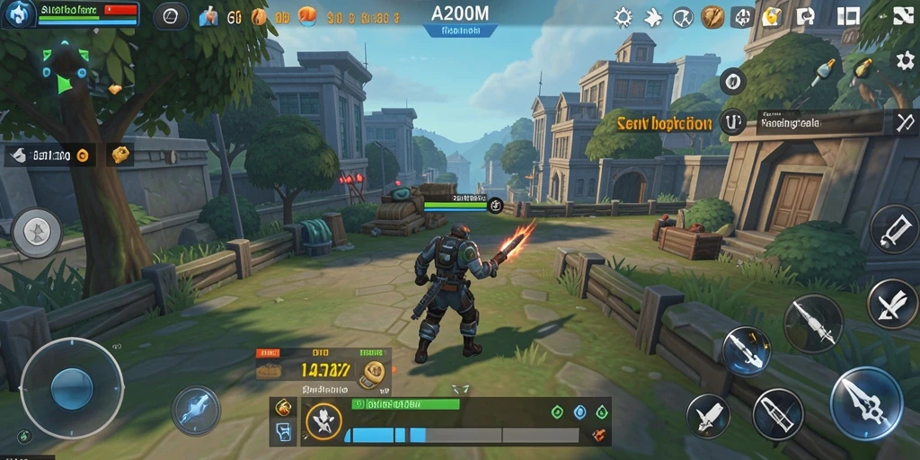 Screenshot dari gameplay A200M yang menampilkan strategi pertempuran.