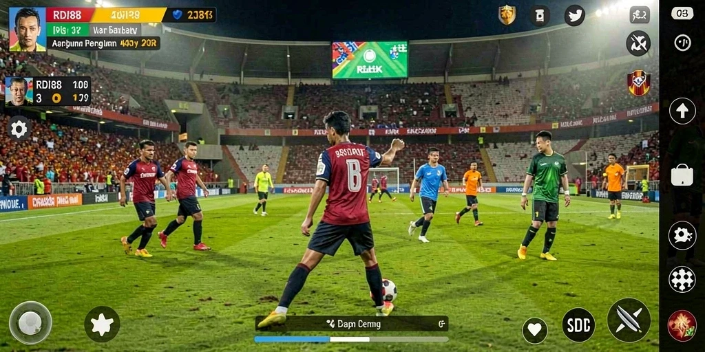 Tampilan gameplay RDI88 yang mendebarkan dalam aksi sepak bola.